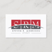 Corporate Professional Stylized Monogram Red/Gray Business Card (Front)