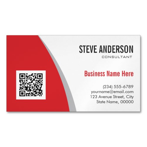 Corporate QR Code Logo - Modern Classy Hot Red Magnetic Business Card