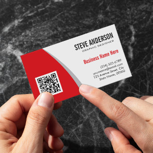 Corporate QR Code Logo - Modern Classy Hot Red Magnetic Business Card