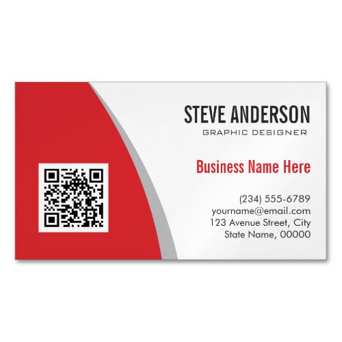 Corporate QR Code Logo _ Modern Classy Hot Red Magnetic Business Card