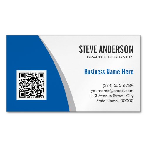 Corporate QR Code Logo _ Modern Stylish Navy Blue Magnetic Business Card