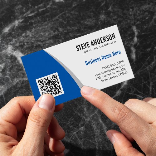 Corporate QR Code Logo _ Modern Stylish Navy Blue Magnetic Business Card