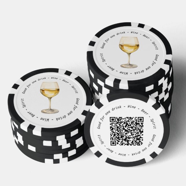 Corporate QR Code White Wine Drink Voucher Poker Chips (Stack)