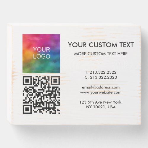 Corporate QR Code Your Logo Here Promotional Wooden Box Sign