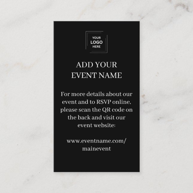 Corporate QR Event Details Insert Card (Front)