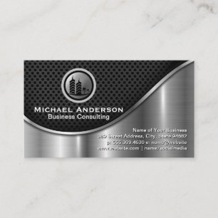 Corporate Real Estate Black Mesh Metallic Silver Business Card