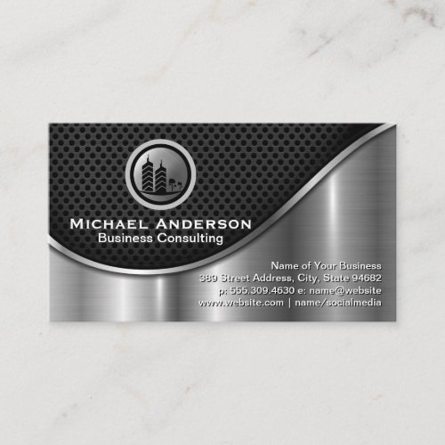 Corporate Real Estate  Black Mesh Metallic Silver Business Card