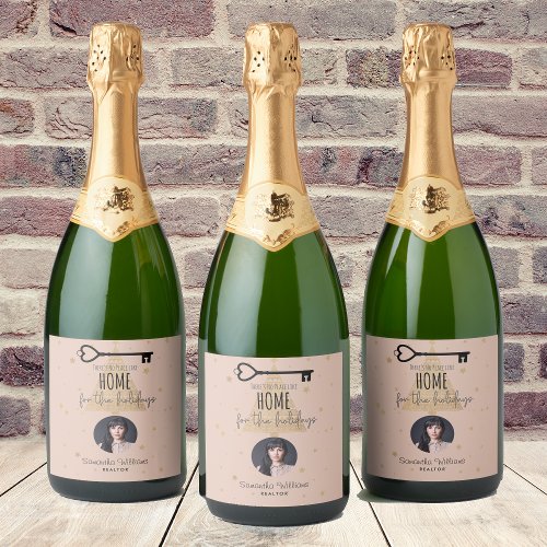Corporate Real Estate Realtor Holiday  Sparkling Wine Label