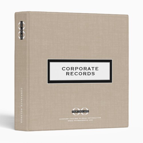 Corporate Record Book Binder Beige Linen