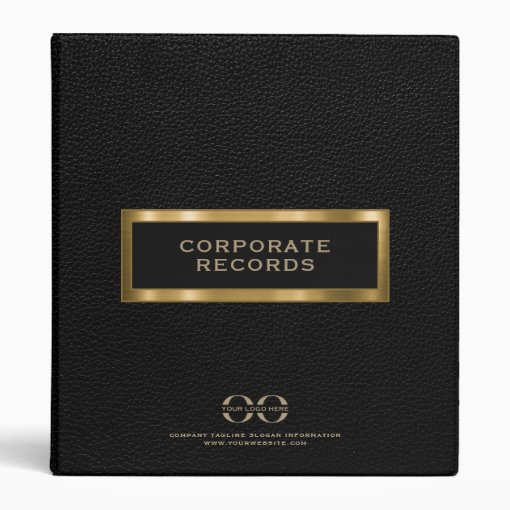 Corporate Record Book Binder Black Leather Zazzle