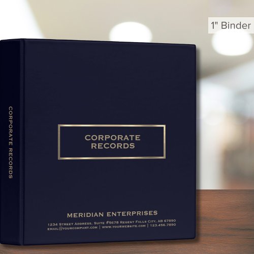 Corporate Record Book Binder Blue and Gold