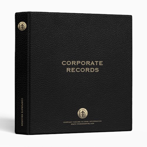 Corporate Record Book Black Leather Print 3 Ring Binder