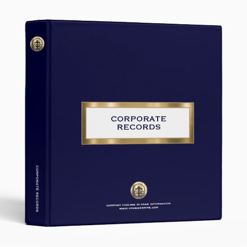 Corporate Record Book Navy Blue and Gold 3 Ring Binder