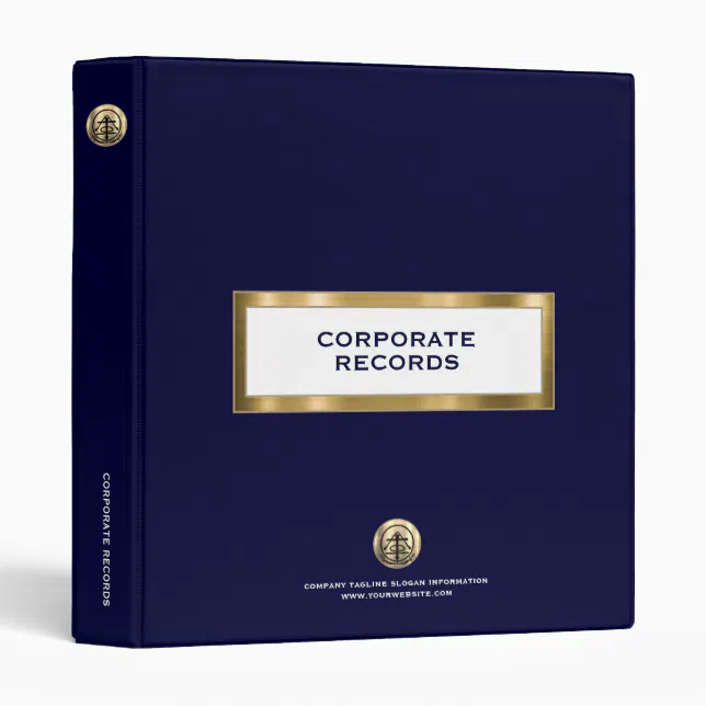 Corporate Record Book Navy Blue and Gold 3 Ring Binder Zazzle