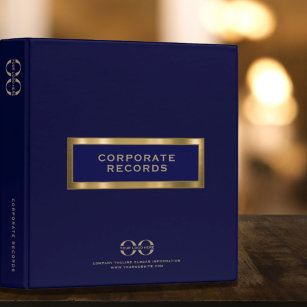 Corporate Record Book Navy Blue Gold 3 Ring Binder