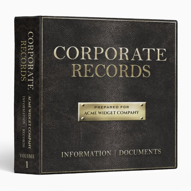 Corporate Records 3 Ring Binder (Front/Spine)