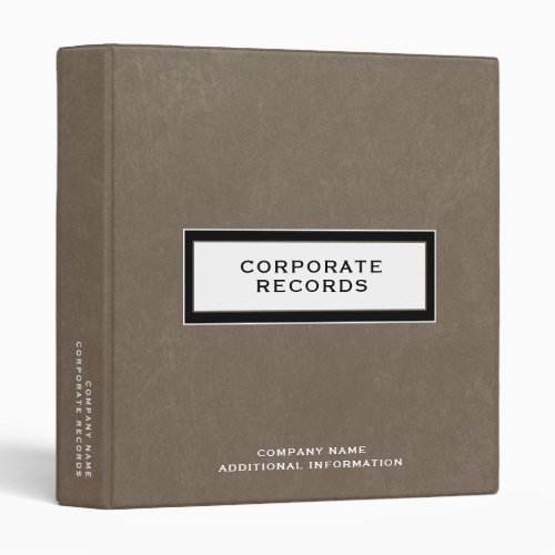 Corporate Records Book Binder Custom Name