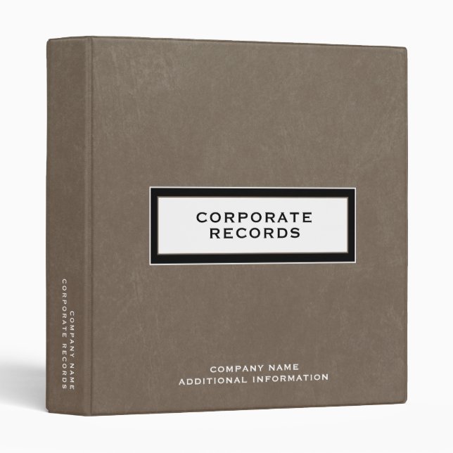 Corporate Records Book Binder Custom Name (Front/Spine)