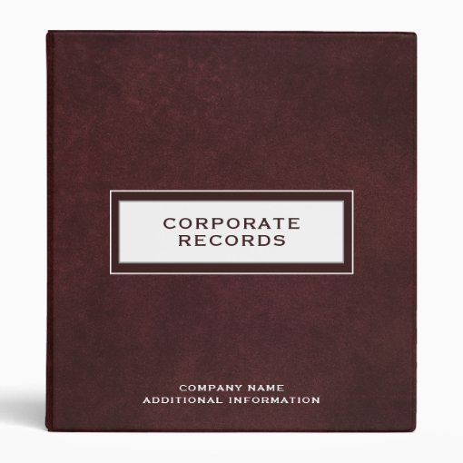 Corporate Records Book Binder Custom Name Zazzle