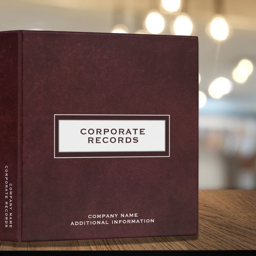 Corporate Records Book Binder Custom Name
