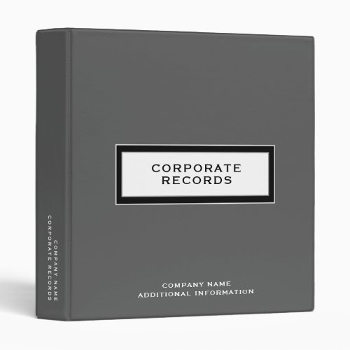 Corporate Records Book Binder Gray