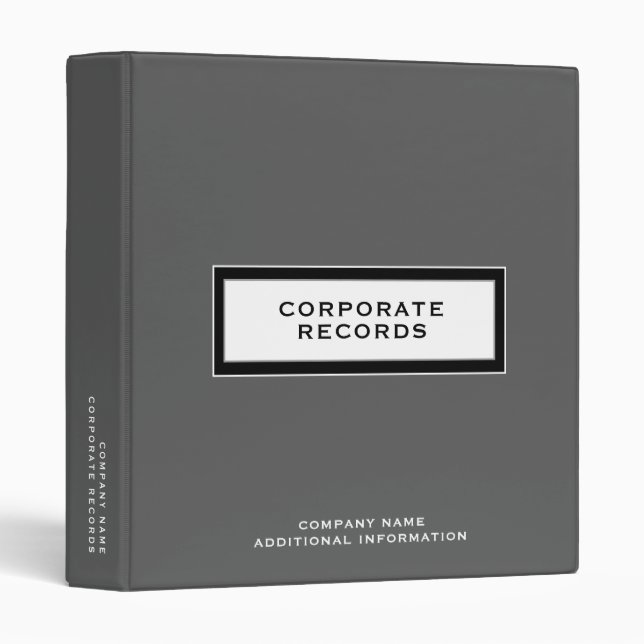 Corporate Records Book Binder Gray (Front/Spine)