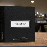 Corporate Records Custom Name<br><div class="desc">Customize your Corporate Records Binder with your own business name, and edit or delete the title on both the front, back and spine to your liking. The professional faux black leather print background exudes a sophisticated look. This binder is perfect for keeping your business or organization's important documents such as...</div>