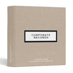 Corporate Records Custom Name Linen 3 Ring Binder