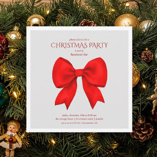 Corporate Red Bow Christmas Holiday Party Invitation