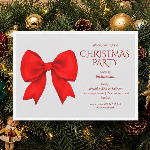 Corporate Red Bow Christmas Holiday Party Invitation