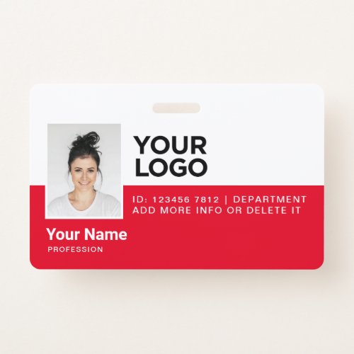 Corporate Red Employee Modern Photo ID Security Badge