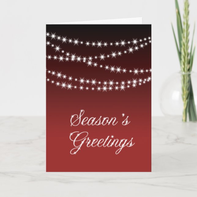Corporate Red Holiday Card with Twinkle Lights (Front)