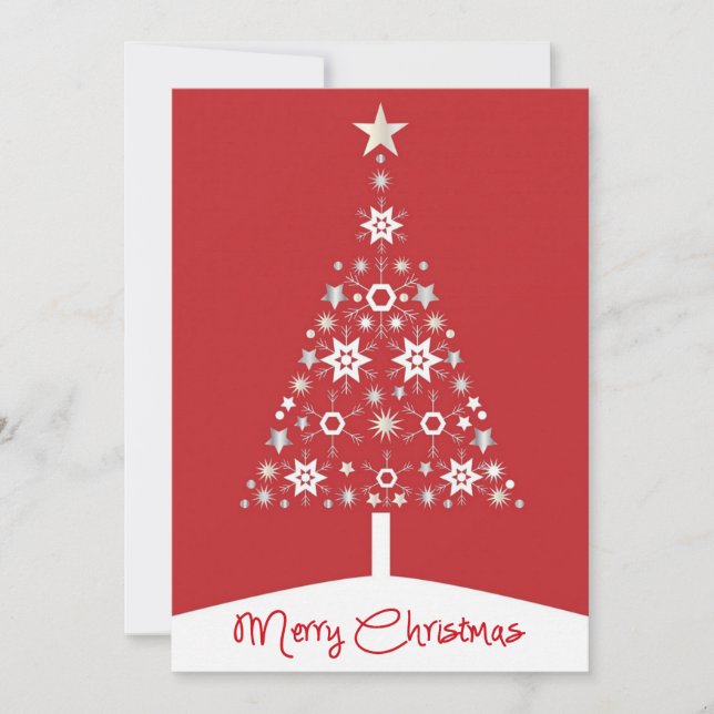 Corporate Red Merry Christmas Holiday Tree (Front)