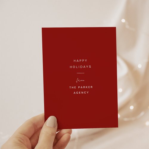 Corporate Red Modern and Minimal Typography Holiday Card