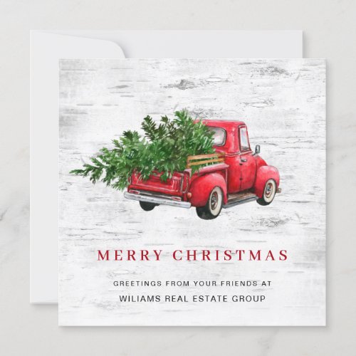 Corporate Retro Vintage Red Farm Truck Christmas Holiday Card