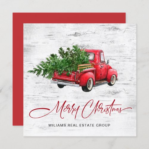 Corporate Retro Vintage Red Farm Truck Christmas  Holiday Card