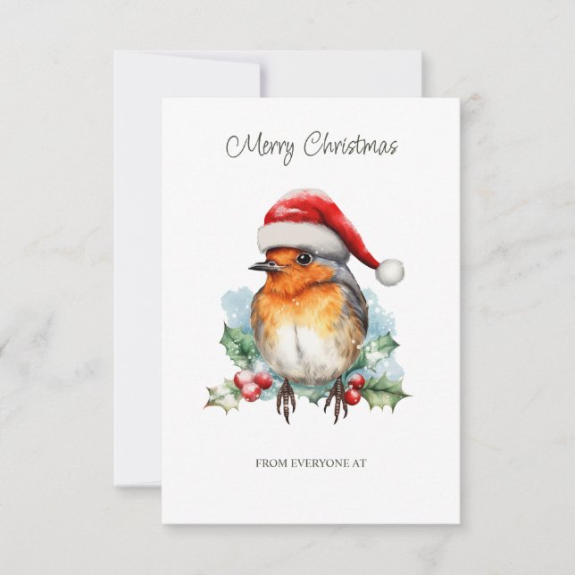 Corporate Robin in a Christmas Hat Card (Front)
