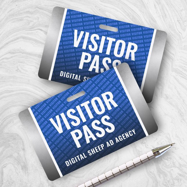 Corporate Royal Blue & Steel Visitor Pass Badge (Creator Uploaded)