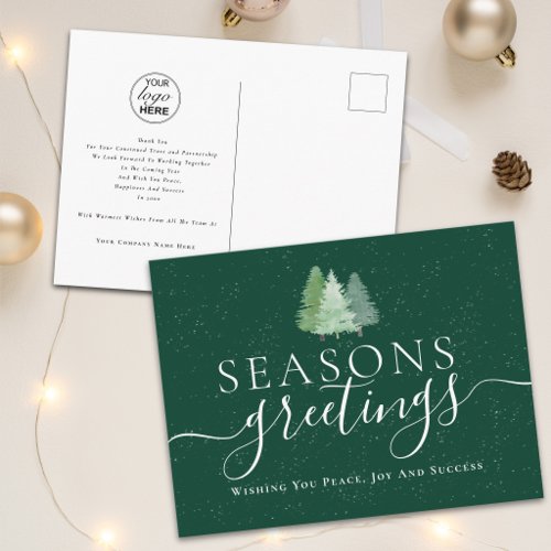 Corporate Seasons Greetings Business Logo Fir Tree Holiday Postcard