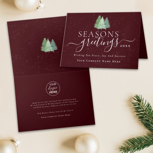 Corporate Seasons Greetings Company logo Holiday Card