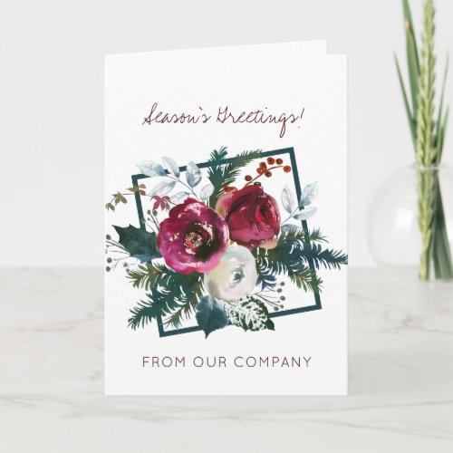 Corporate Seasons Greetings Floral Winter Bouquet Card