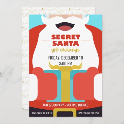 Corporate Secret Santa Gift Exchange Holiday Party Invitation