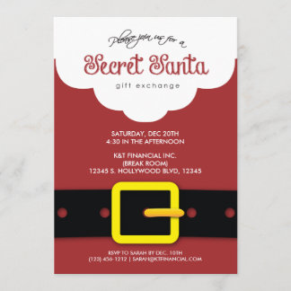 Corporate Secret Santa Gift Exchange Party Invitation
