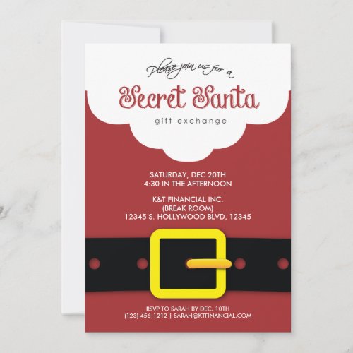 Corporate Secret Santa Gift Exchange Party Invitation