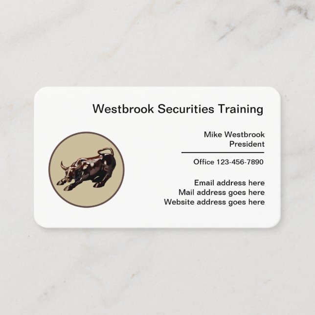 Corporate Securities Training Service Business Card (Front)