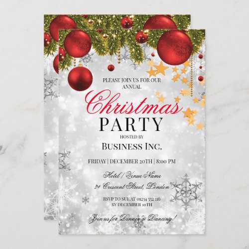 Corporate Silver Christmas Holiday Party Invitation