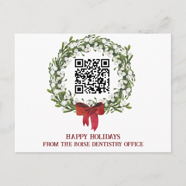 Corporate Small Business QR  Holiday Postcard (Front)