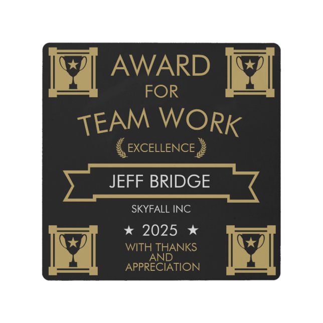 Corporate Staff Award Metal Print (Front)