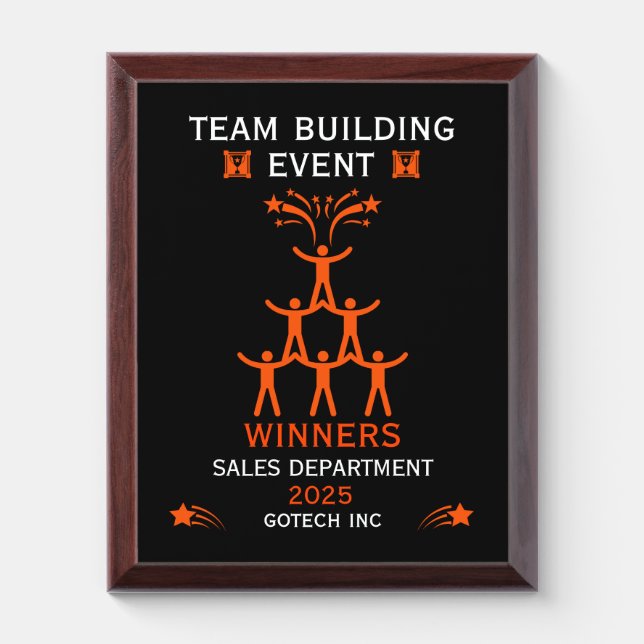 Corporate Staff Team Building Event Award Plaque (Vertical)