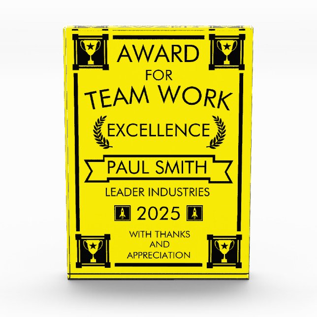 Corporate Staff Team Work Award (Front)